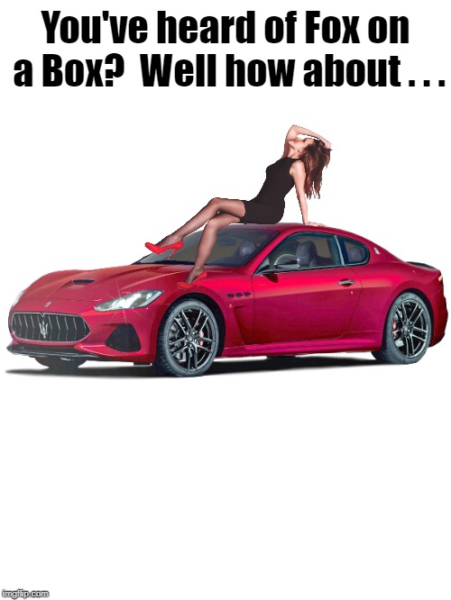 This one isn't so easy if you don't know what kind of car it is | You've heard of Fox on a Box?  Well how about . . . | image tagged in riddle | made w/ Imgflip meme maker