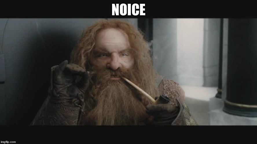 NOICE | image tagged in gimli | made w/ Imgflip meme maker