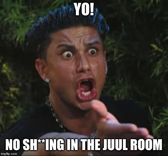 DJ Pauly D | YO! NO SH**ING IN THE JUUL ROOM | image tagged in memes,dj pauly d | made w/ Imgflip meme maker