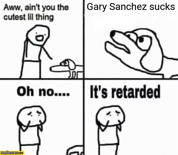 Oh no it's retarded! | Gary Sanchez sucks | image tagged in oh no it's retarded,NYYankees | made w/ Imgflip meme maker