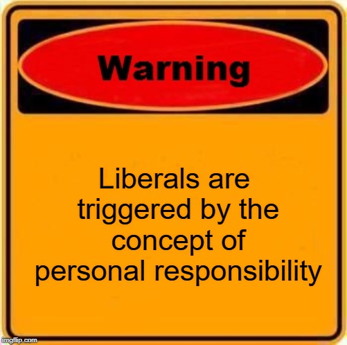 Warning Sign Meme | Liberals are triggered by the concept of personal responsibility | image tagged in memes,warning sign | made w/ Imgflip meme maker
