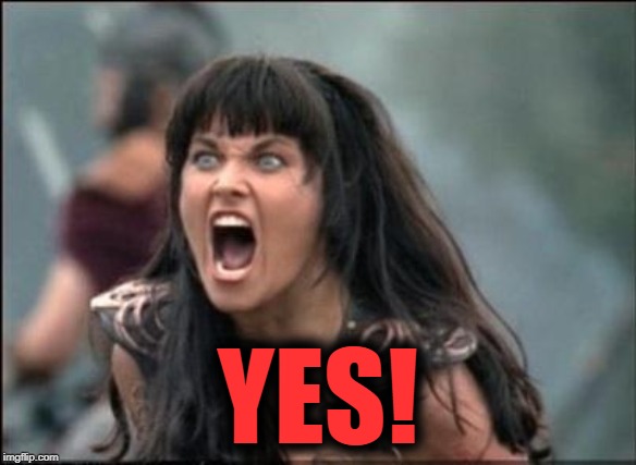 Angry Xena | YES! | image tagged in angry xena | made w/ Imgflip meme maker