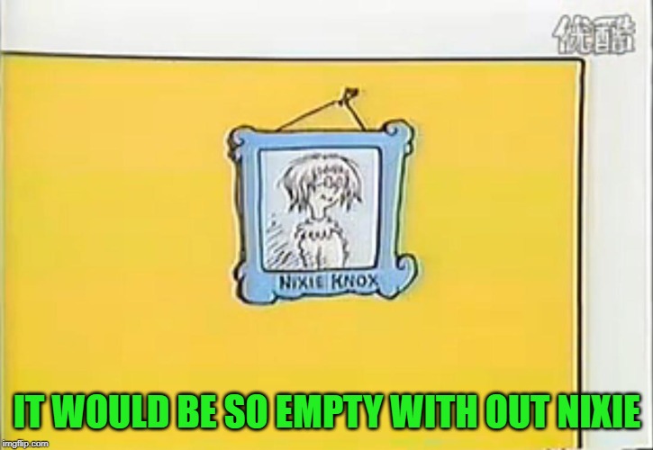 Nixie Knox | IT WOULD BE SO EMPTY WITH OUT NIXIE | image tagged in nixie knox | made w/ Imgflip meme maker