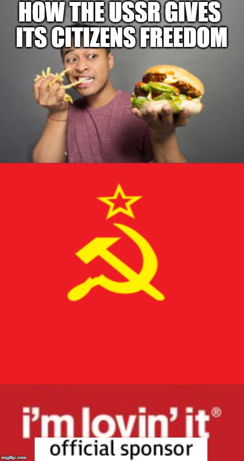 HOW THE USSR GIVES ITS CITIZENS FREEDOM | image tagged in ussr,mcdonalds,communism fail | made w/ Imgflip meme maker