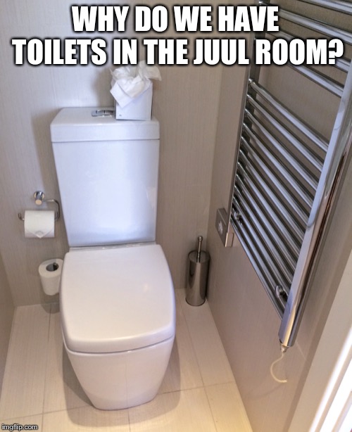 Modern high schoolers | WHY DO WE HAVE TOILETS IN THE JUUL ROOM? | image tagged in highschool | made w/ Imgflip meme maker