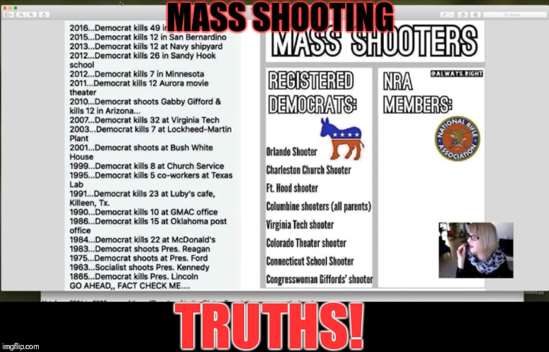 Truths about mass shootings. | MASS SHOOTING; TRUTHS! | image tagged in mass shooter truths,mockingbird journalists,deepstate | made w/ Imgflip meme maker