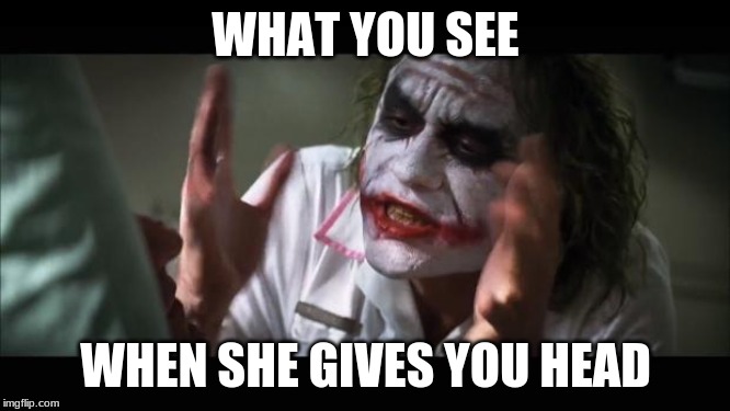 And everybody loses their minds | WHAT YOU SEE; WHEN SHE GIVES YOU HEAD | image tagged in memes,and everybody loses their minds | made w/ Imgflip meme maker