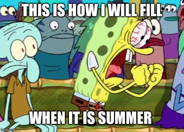 Spongebob Yes | THIS IS HOW I WILL FILL; WHEN IT IS SUMMER | image tagged in spongebob yes | made w/ Imgflip meme maker