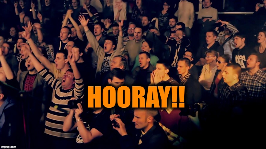Clapping audience | HOORAY!! | image tagged in clapping audience | made w/ Imgflip meme maker