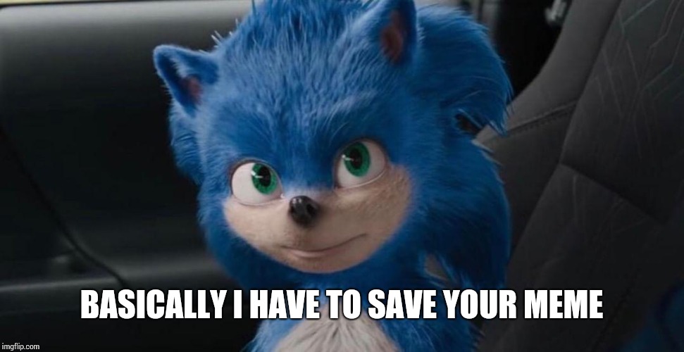 Sonic movie | BASICALLY I HAVE TO SAVE YOUR MEME | image tagged in sonic movie | made w/ Imgflip meme maker