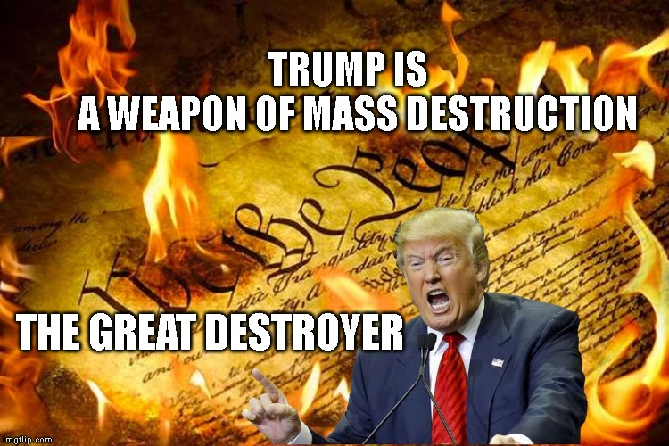 Calling on All Americans to Fight for  the U.S. Constitution | TRUMP IS

             A WEAPON OF MASS DESTRUCTION; THE GREAT DESTROYER | image tagged in impeach trump,government corruption,high crimes,treason,us constitution | made w/ Imgflip meme maker