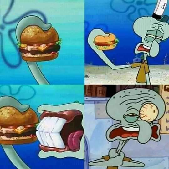 Squidward addicted to reverse Blank Meme Template. 