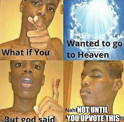 What If You Wanted To Go To Heaven | NOT UNTIL YOU UPVOTE THIS | image tagged in what if you wanted to go to heaven | made w/ Imgflip meme maker