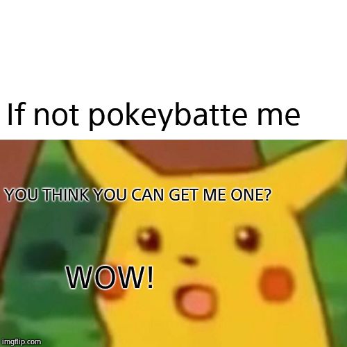 WOW! YOU THINK YOU CAN GET ME ONE? If not pokeybatte me | image tagged in memes,surprised pikachu | made w/ Imgflip meme maker