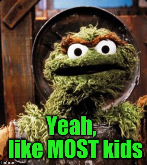 Oscar the Grouch | Yeah,  like MOST kids | image tagged in oscar the grouch | made w/ Imgflip meme maker