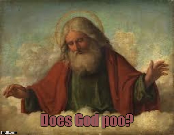 god | Does God poo? | image tagged in god,memes | made w/ Imgflip meme maker