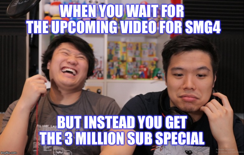 Kinda disappointed about this week’s episode you know | WHEN YOU WAIT FOR THE UPCOMING VIDEO FOR SMG4; BUT INSTEAD YOU GET THE 3 MILLION SUB SPECIAL | image tagged in hobo bros reaction | made w/ Imgflip meme maker