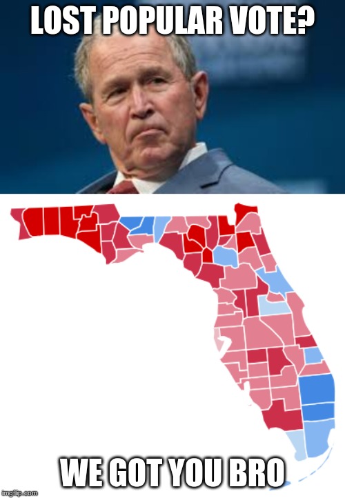 Bush Meme | LOST POPULAR VOTE? WE GOT YOU BRO | image tagged in george bush | made w/ Imgflip meme maker