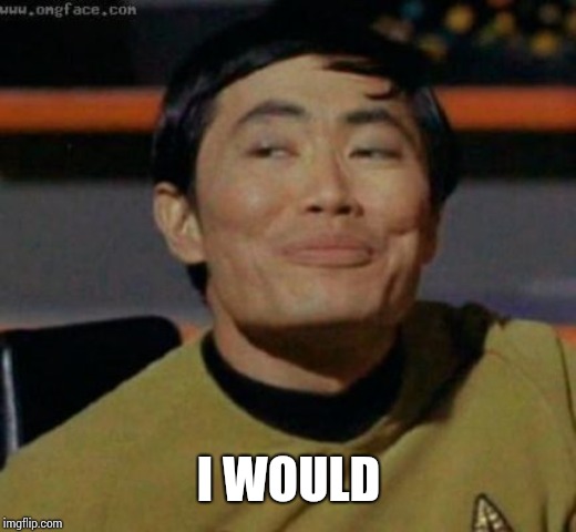 sulu | I WOULD | image tagged in sulu | made w/ Imgflip meme maker