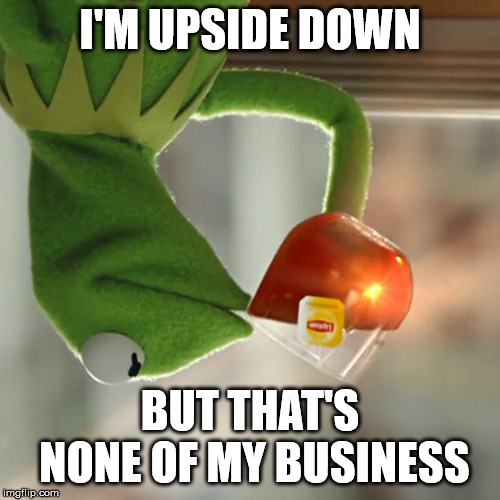 But That's None Of My Business Meme | I'M UPSIDE DOWN; BUT THAT'S NONE OF MY BUSINESS | image tagged in memes,but thats none of my business,kermit the frog | made w/ Imgflip meme maker