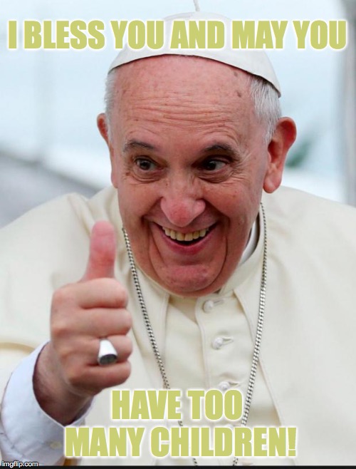 Yes because I love the pope | I BLESS YOU AND MAY YOU HAVE TOO MANY CHILDREN! | image tagged in yes because i love the pope | made w/ Imgflip meme maker