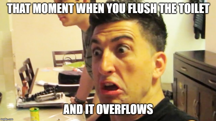 Jesse Wellens | THAT MOMENT WHEN YOU FLUSH THE TOILET; AND IT OVERFLOWS | image tagged in jesse wellens,bfvsgf,prankvsprank | made w/ Imgflip meme maker