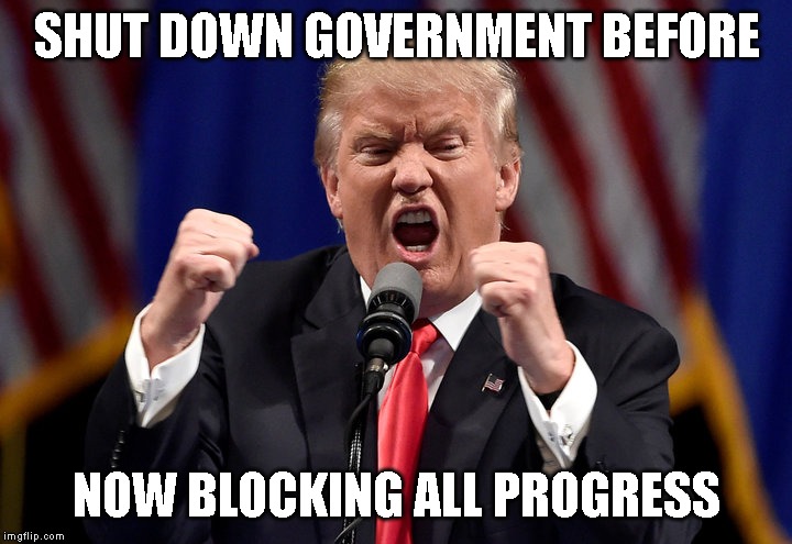 The Worst President in U.S. History Refuses to Help Americans | SHUT DOWN GOVERNMENT BEFORE; NOW BLOCKING ALL PROGRESS | image tagged in impeach trump,dump trump,donald trump is an idiot,worst president,anyone but trump 2020 | made w/ Imgflip meme maker