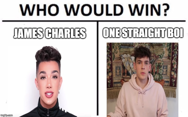 Who Would Win? Meme | ONE STRAIGHT BOI; JAMES CHARLES | image tagged in memes,who would win | made w/ Imgflip meme maker