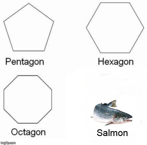 Pentagon Hexagon Octagon | Salmon | image tagged in memes,pentagon hexagon octagon | made w/ Imgflip meme maker