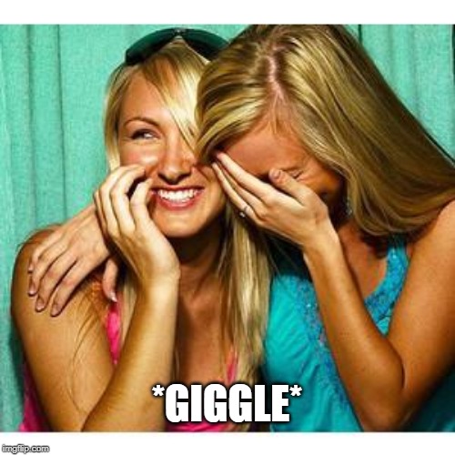 girls laughing | *GIGGLE* | image tagged in girls laughing | made w/ Imgflip meme maker