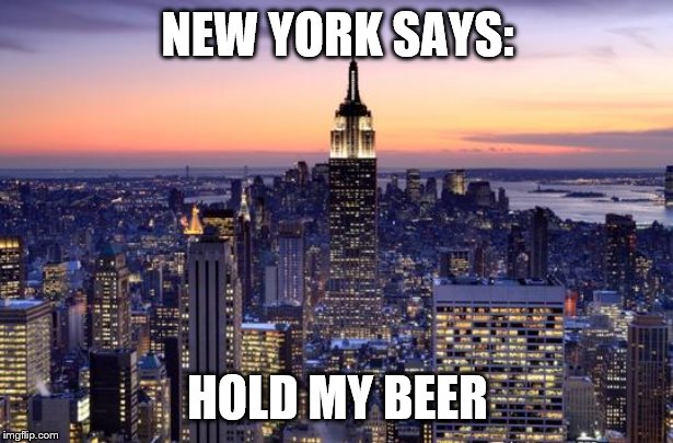 NEW YORK CITY | NEW YORK SAYS: HOLD MY BEER | image tagged in new york city | made w/ Imgflip meme maker