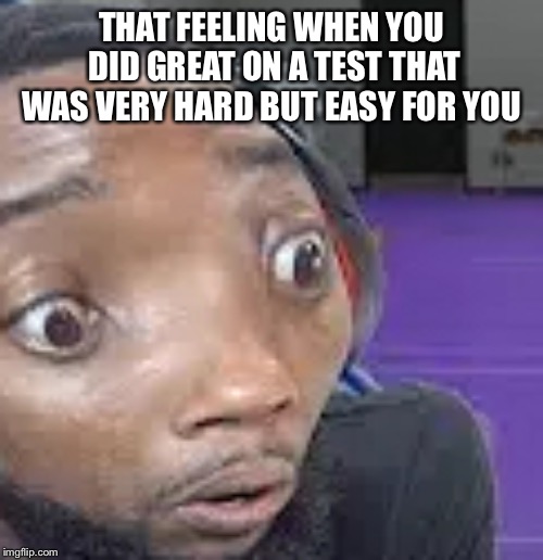 CashNasty Wut Face | THAT FEELING WHEN YOU DID GREAT ON A TEST THAT WAS VERY HARD BUT EASY FOR YOU | image tagged in cashnasty wut face | made w/ Imgflip meme maker
