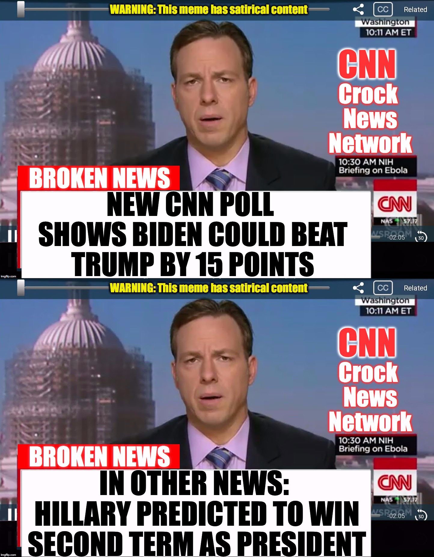 NEW CNN POLL SHOWS BIDEN COULD BEAT TRUMP BY 15 POINTS | image tagged in cnn crock news network | made w/ Imgflip meme maker