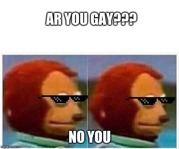 Monkey Puppet | AR YOU GAY??? NO YOU | image tagged in monkey puppet | made w/ Imgflip meme maker
