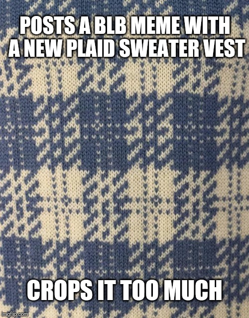 POSTS A BLB MEME WITH A NEW PLAID SWEATER VEST; CROPS IT TOO MUCH | image tagged in memes,bad luck brian | made w/ Imgflip meme maker