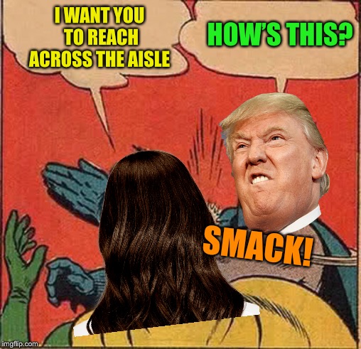 I WANT YOU TO REACH ACROSS THE AISLE HOW’S THIS? SMACK! | made w/ Imgflip meme maker