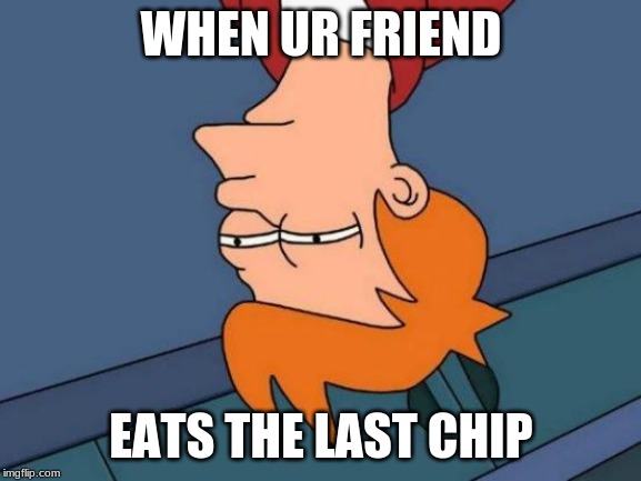 Futurama Fry Meme | WHEN UR FRIEND; EATS THE LAST CHIP | image tagged in memes,futurama fry | made w/ Imgflip meme maker