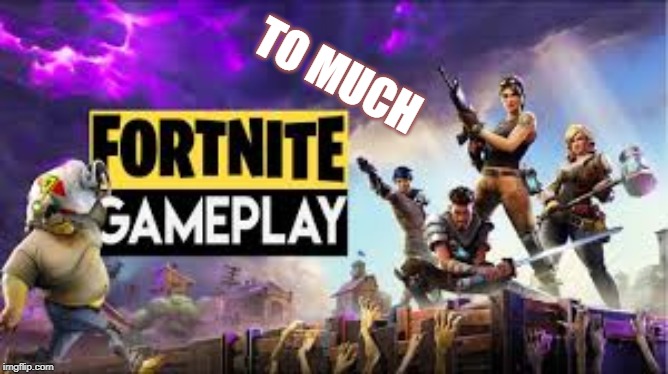 FORTNITE! | TO MUCH | image tagged in video games | made w/ Imgflip meme maker