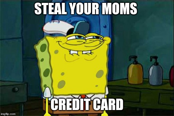 Don't You Squidward | STEAL YOUR MOMS; CREDIT CARD | image tagged in memes,dont you squidward | made w/ Imgflip meme maker