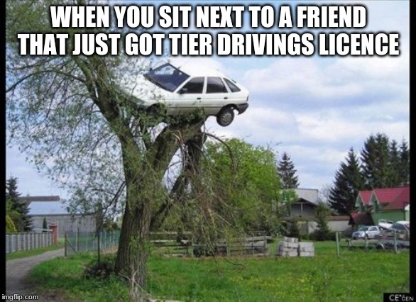 Secure Parking Meme | WHEN YOU SIT NEXT TO A FRIEND THAT JUST GOT TIER DRIVINGS LICENCE | image tagged in memes,secure parking | made w/ Imgflip meme maker