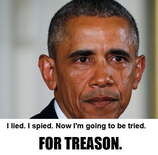I lied. I spied. Now I'm going to be tried. For TREASON. | FOR TREASON. I lied. I spied. Now I'm going to be tried. | image tagged in obama crying,obama lying,obama spying,treason,deep state,sedition | made w/ Imgflip meme maker