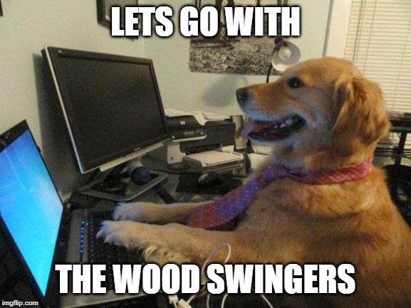 i have no idea | LETS GO WITH THE WOOD SWINGERS | image tagged in i have no idea | made w/ Imgflip meme maker