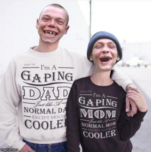 gaping mouths | image tagged in hillbillies,vape,smoking,rednecks,couple,teeth | made w/ Imgflip meme maker
