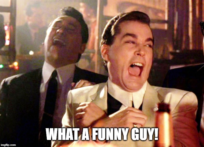 Good Fellas Hilarious Meme | WHAT A FUNNY GUY! | image tagged in memes,good fellas hilarious | made w/ Imgflip meme maker