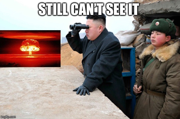 north korea looking at things  | STILL CAN’T SEE IT | image tagged in north korea looking at things | made w/ Imgflip meme maker