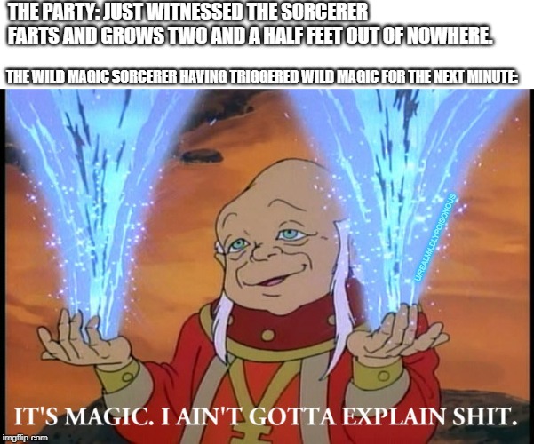 It's Magic, I Ain't Gotta Explain Shit | THE PARTY: JUST WITNESSED THE SORCERER FARTS AND GROWS TWO AND A HALF FEET OUT OF NOWHERE. THE WILD MAGIC SORCERER HAVING TRIGGERED WILD MAGIC FOR THE NEXT MINUTE:; U/REALMILDLYPOISONOUS | image tagged in it's magic i ain't gotta explain shit,dndmemes | made w/ Imgflip meme maker