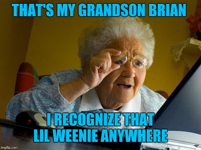 Brian's Files... | THAT'S MY GRANDSON BRIAN; I RECOGNIZE THAT LIL WEENIE ANYWHERE | image tagged in memes,grandma finds the internet | made w/ Imgflip meme maker