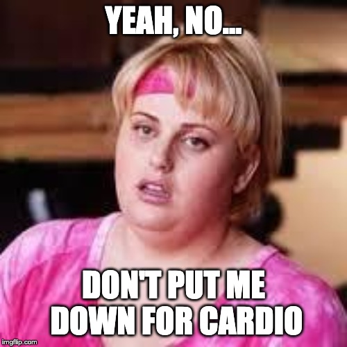 Fat Amy  | YEAH, NO... DON'T PUT ME DOWN FOR CARDIO | image tagged in fat amy | made w/ Imgflip meme maker