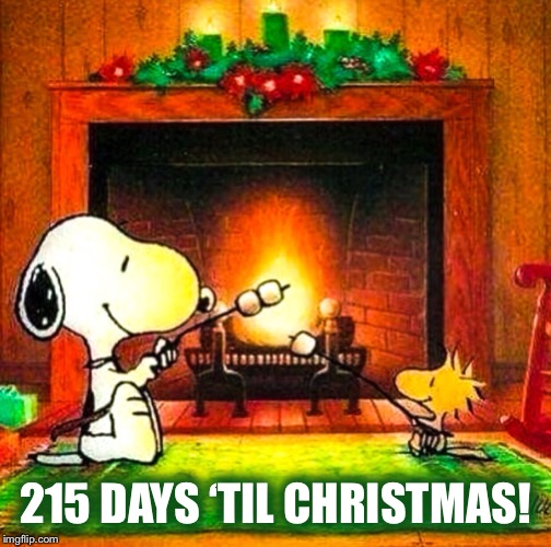 Christmas countdown has begun!! | 215 DAYS ‘TIL CHRISTMAS! | image tagged in christmas,snoopy,marshmallows | made w/ Imgflip meme maker