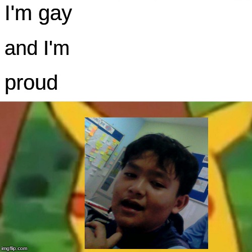 phanin is gay | I'm gay; and I'm; proud | image tagged in memes,surprised pikachu | made w/ Imgflip meme maker
